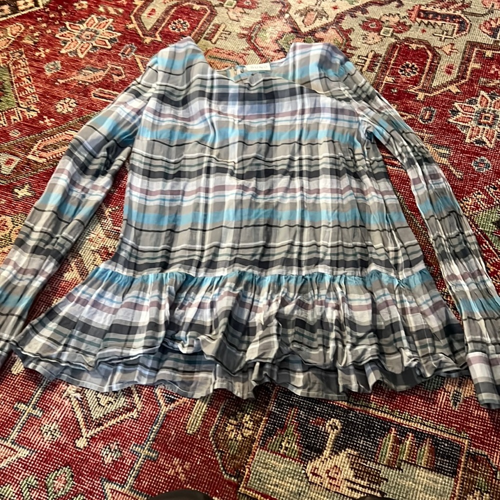Suno plaid blouse with peplum